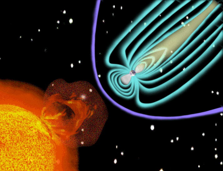 CME approaching Earth's magnetosphere