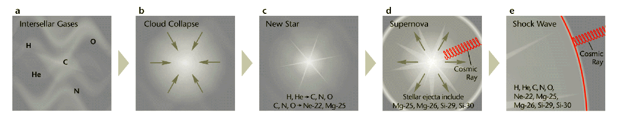 Nucleosynthesis in massive stars - diagram